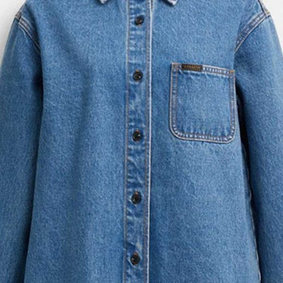 코치 FW23 인디고 데님 버튼업 긴팔 카라 원피스. CJ273-O1H Sizing 코치 FW23 인디고 데님 버튼업 긴팔 카라 원피스. CJ273-O1H