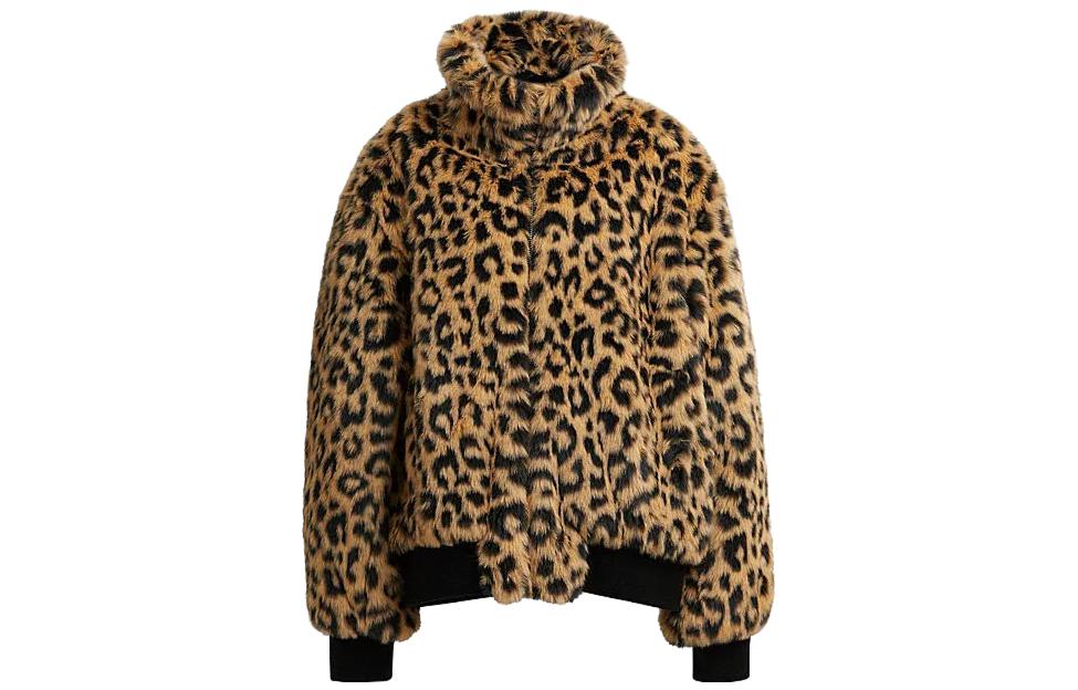 COACH FW23 Leopard Print Zip-Up Faux Fur Jacket Multicolor Men’s. CP947-LEO