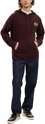 코치 FW23 모노그램 니트 롱 슬리브 후디 - 레드 브라운. CK739-OXB Lookbook 코치 FW23 모노그램 니트 롱 슬리브 후디 - 레드 브라운. CK739-OXB