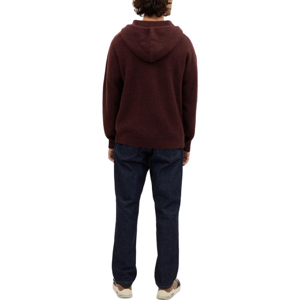 Shop COACH FW23 Hoodie Lengan Panjang Rajut Monogram - Merah Coklat. CK739-OXB