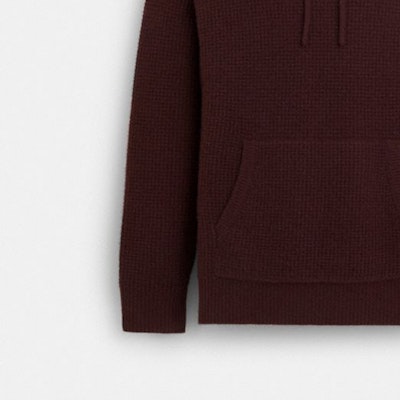 코치 FW23 모노그램 니트 롱 슬리브 후디 - 레드 브라운. CK739-OXB Details for 코치 FW23 모노그램 니트 롱 슬리브 후디 - 레드 브라운. CK739-OXB