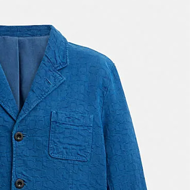 Purchase COACH FW23 Blazer Azul Marino de Botón Único con Patrón Sólido CL451-BFH