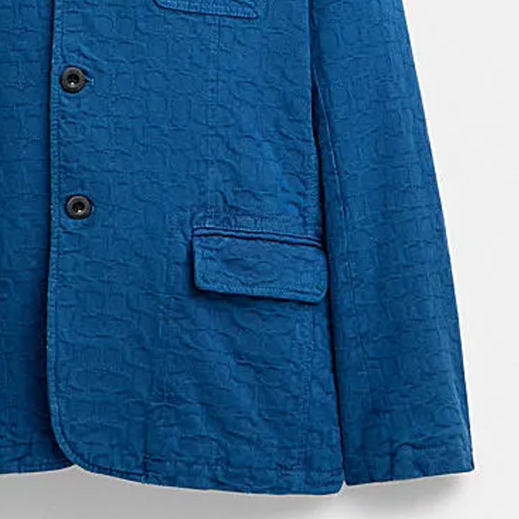 Details for COACH FW23 Blazer Azul Marino de Botón Único con Patrón Sólido CL451-BFH