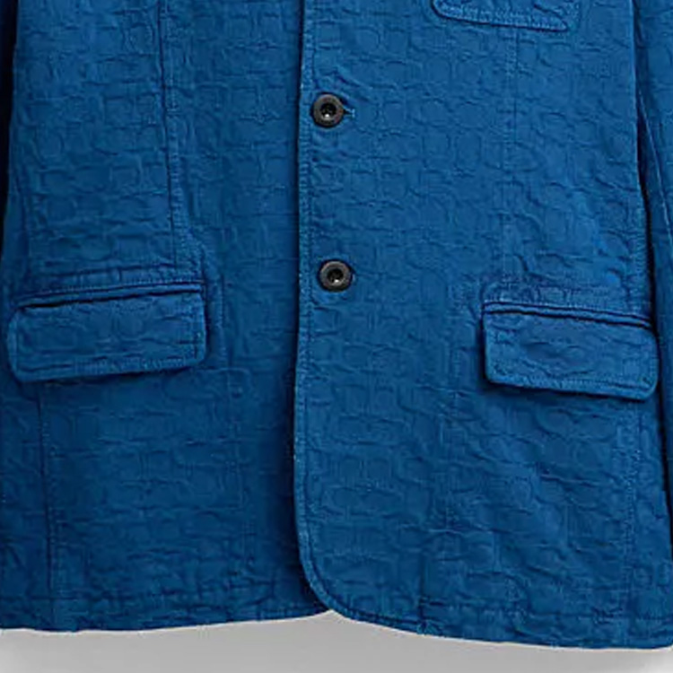 Sizing COACH FW23 Blazer Azul Marino de Botón Único con Patrón Sólido CL451-BFH