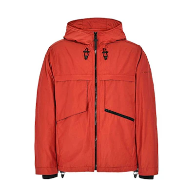 COACH FW23 Solid Red Chili Hooded Zip-Up Jacket for Men C5759-CLI