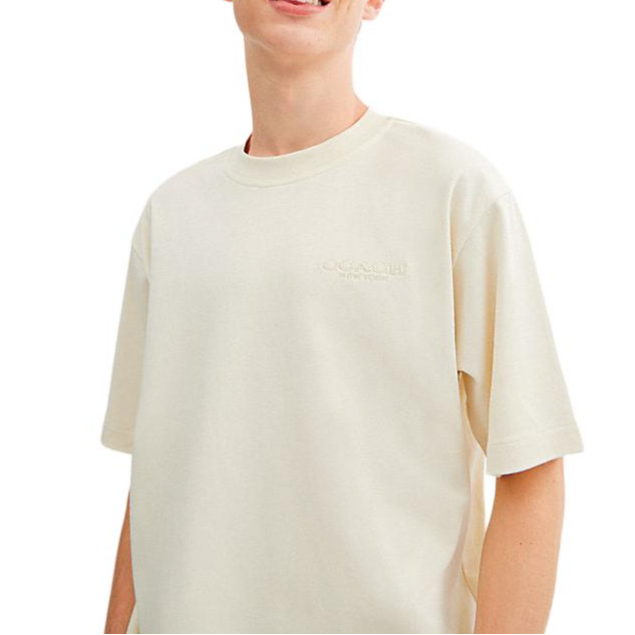 Purchase COACH FW24  Crew Neck Short Sleeve T-Shirt Cream Color CU383-CRM