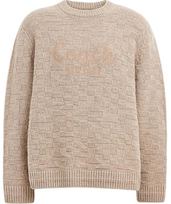 COACH FW24 Letter Embroidery Crewneck Pullover Sweater Beige. CT065-OTM Order COACH FW24 Letter Embroidery Crewneck Pullover Sweater Beige. CT065-OTM