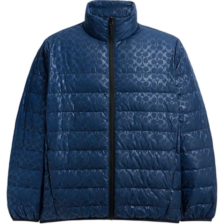 Order COACH FW24  Logo Print Stand Collar Zip Puffer Jacket - Blue CT730-WAE