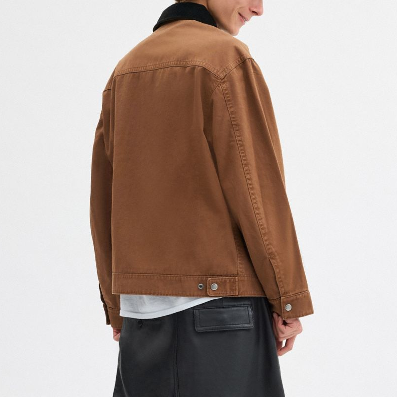 COACH FW24 Brown Letter Logo Embroidered Zip Casual Jacket for Men. CT049-BRN 圖 4