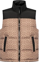 COACH FW24 Colorblock Printed Zip-Up Vest Brown/Yellow CU801-RYU COACH FW24 Colorblock Printed Zip-Up Vest Brown/Yellow CU801-RYU