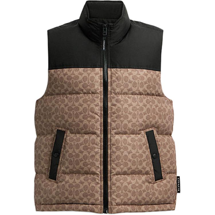 Order COACH FW24 Jaket Zip-Up Berblok Warna Coklat/Kuning CU801-RYU