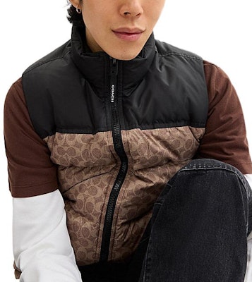 COACH FW24 Jaket Zip-Up Berblok Warna Coklat/Kuning CU801-RYU Purchase COACH FW24 Jaket Zip-Up Berblok Warna Coklat/Kuning CU801-RYU