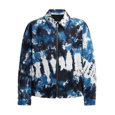 COACH FW24 Logo Patch Tie-Dye Long Sleeve Jacket Navy Blue for Men CT051-NAV