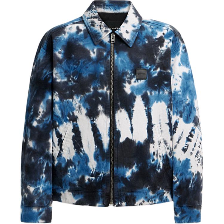 Order CHAQUETA LARGA HOMBRE COACH FW24 TIE-DYE AZUL MARINO PATCH LOGO CT051-NAV