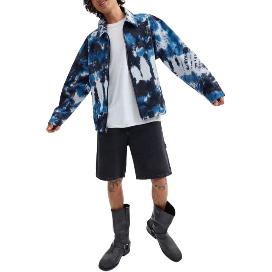 Lookbook CHAQUETA LARGA HOMBRE COACH FW24 TIE-DYE AZUL MARINO PATCH LOGO CT051-NAV