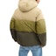Shop COACH FW24 Mixed Green Colorblock Down Jacket Hooded Outerwear. CU802-GRU