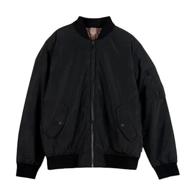 COACH FW24 Reversible Baseball Collar Zip-Up Jacket Black CT734-UWF