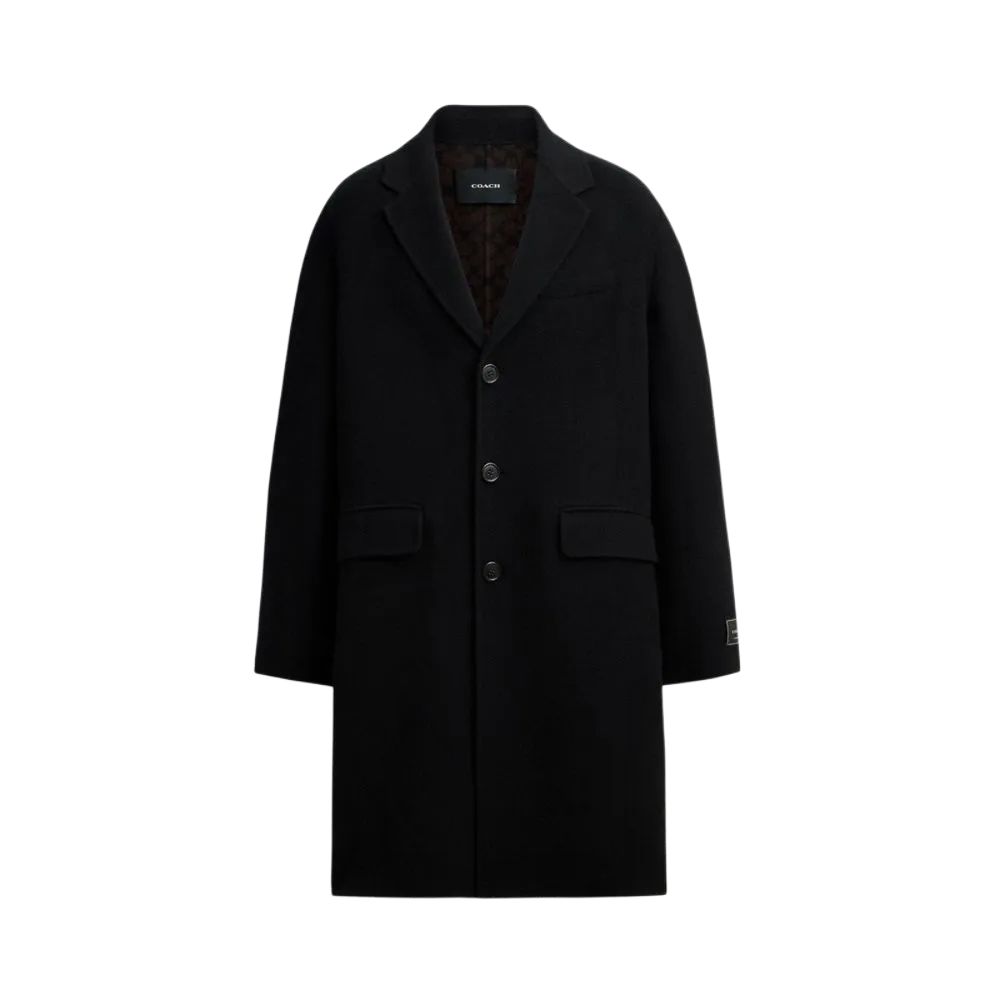 Order COACH FW24 男女單排扣羊毛雙面大衣 黑色可翻轉 CV898-BLK