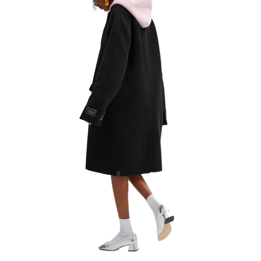 Details for COACH FW24 男女單排扣羊毛雙面大衣 黑色可翻轉 CV898-BLK