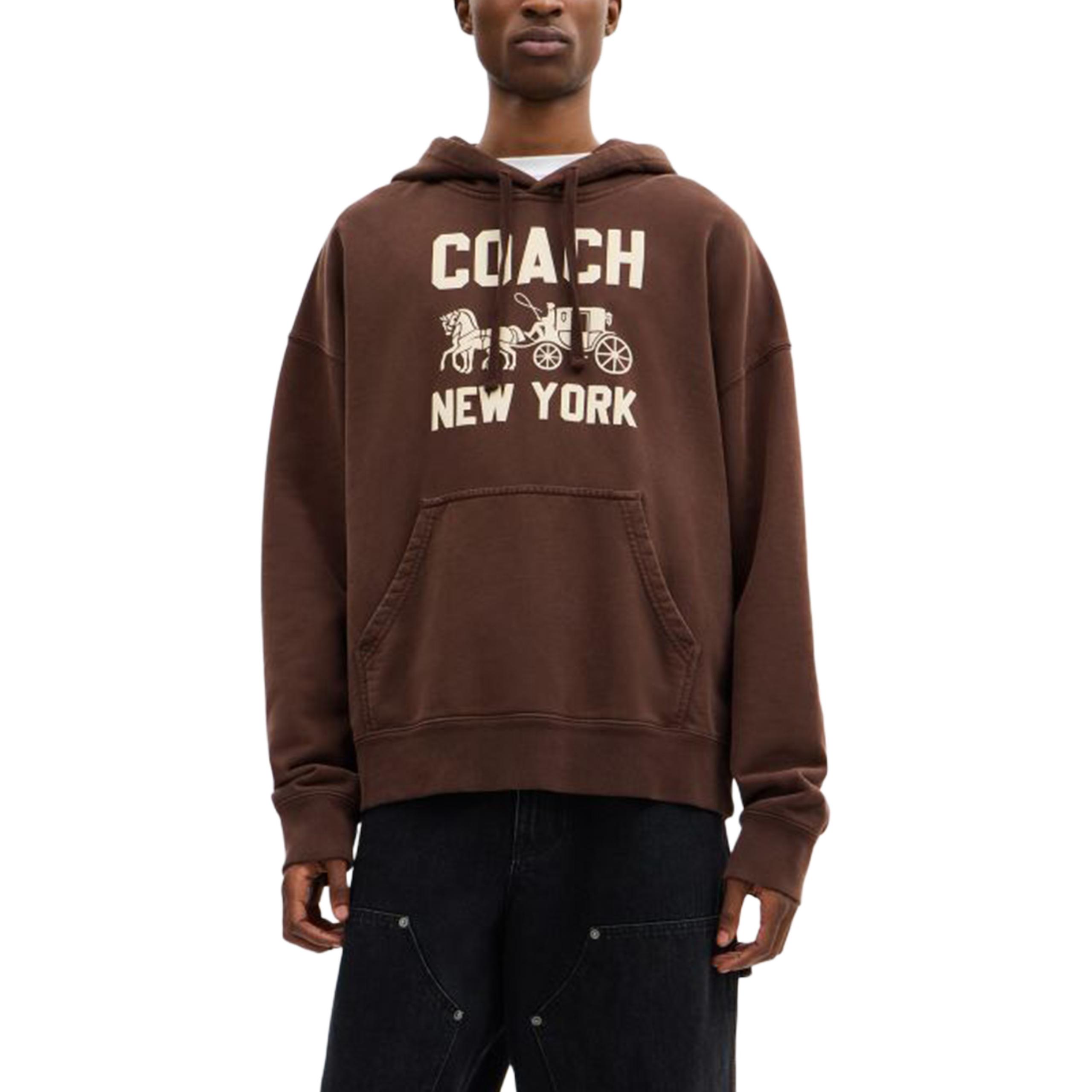 Lookbook COACH FW25 Unisex Pullover Hoodie Long Sleeve Sweater. CBD23-BRN