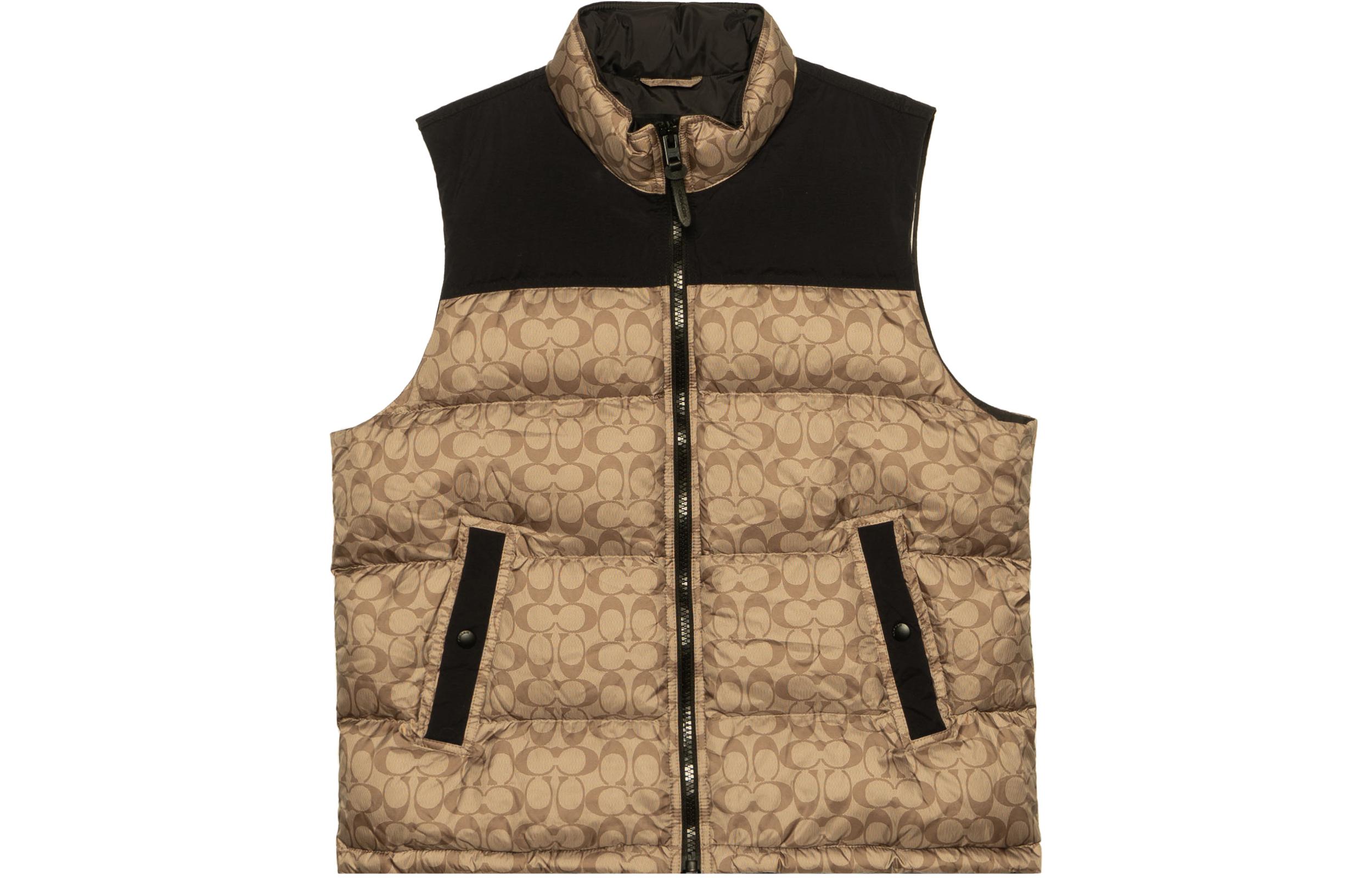 COACH Gold Puffer Vest with Logo Print and Down Filling. C5035-OFZ