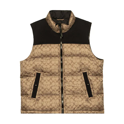 COACH Gold Puffer Vest with Logo Print and Down Filling. C5035-OFZ