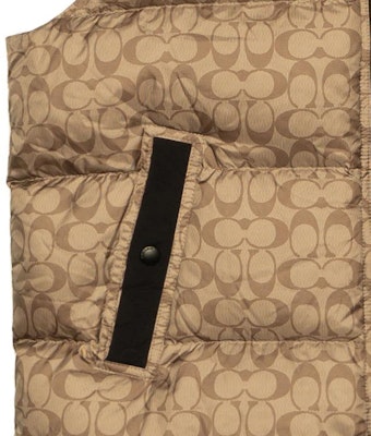 コーチ ゴールド パファーベスト ロゴプリント ダウン入り. C5035-OFZ Sizing コーチ ゴールド パファーベスト ロゴプリント ダウン入り. C5035-OFZ