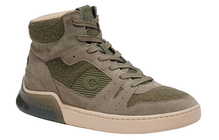 Coach High-Top Sneaker 'Military Green Velvet' 圖 2