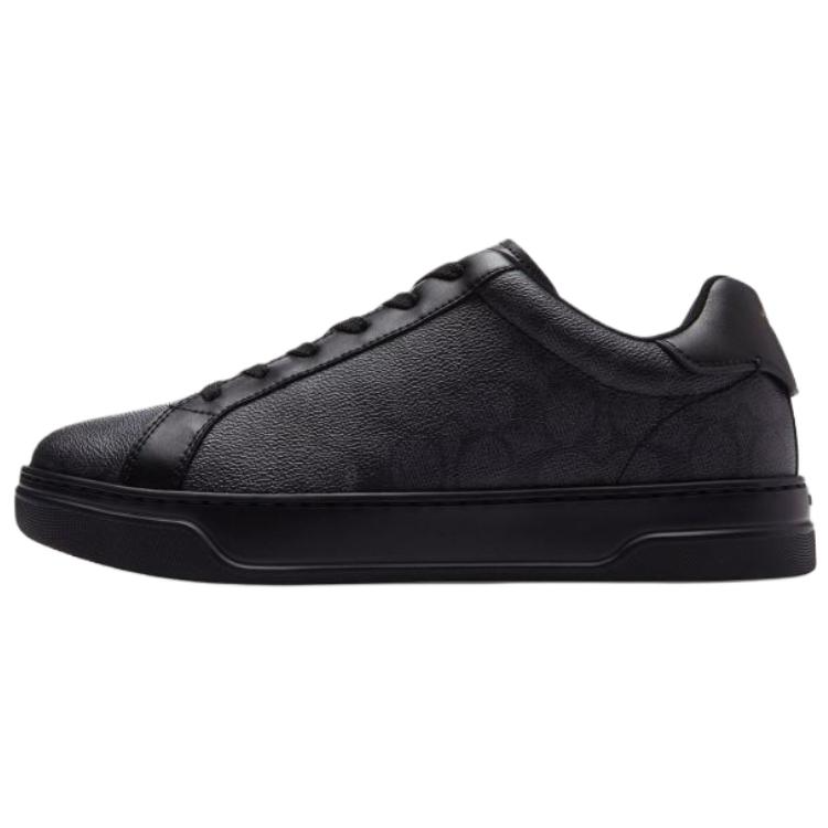COACH Highline Black Leather Low-Top Lace-Up Sneakers CCN62-MFQ