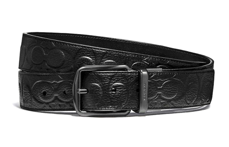 COACH Leather Belt with Signature Logo 3.8 C1039-BLK