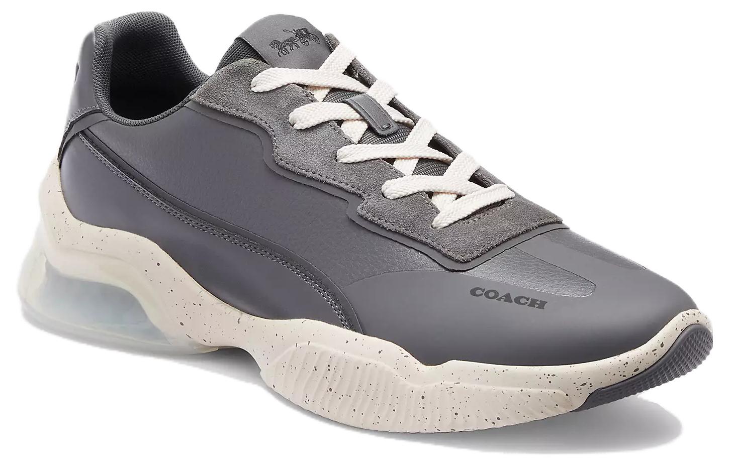 Coach Leather Round-Toe Lace-Up Low-Top 'Grey' 圖 2