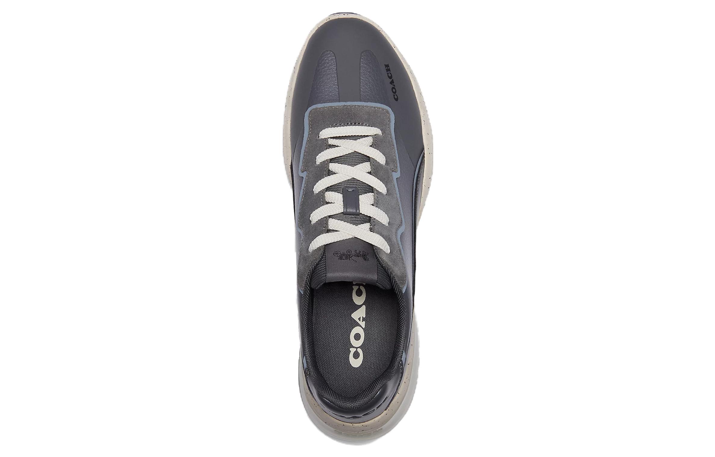 Coach Leather Round-Toe Lace-Up Low-Top 'Grey' 圖 3