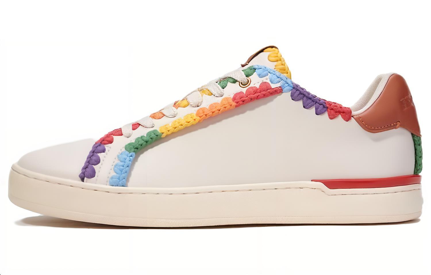 Coach Leather Round Toe Lace-Up Low Top 'Rainbow'