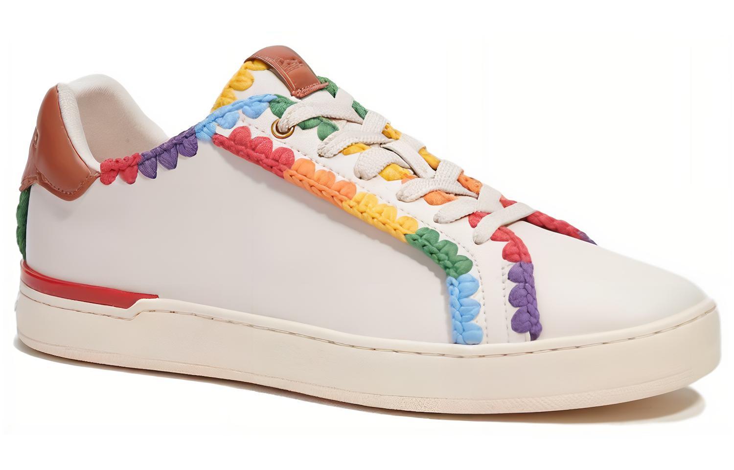 Coach Leather Round Toe Lace-Up Low Top 'Rainbow' 圖 3