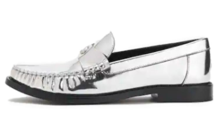 Coach Leather Slip-On Loafers 'Silver'