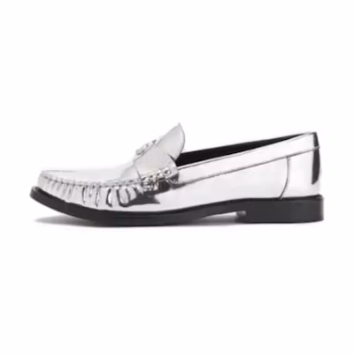 Coach Leather Slip-On Loafers 'Silver'