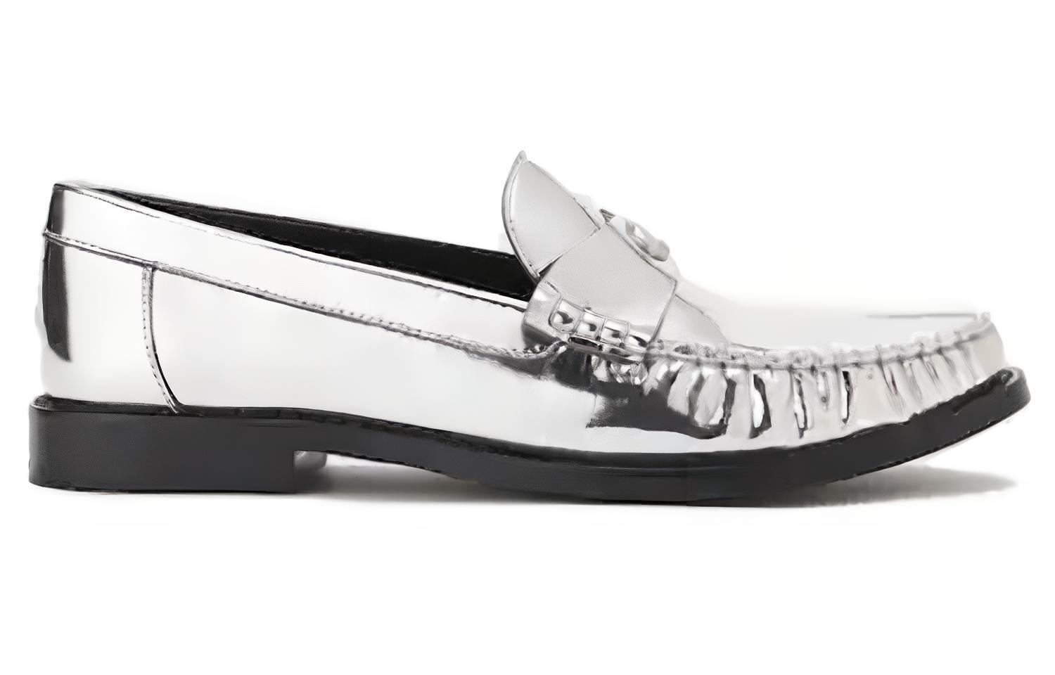 Coach Leather Slip-On Loafers 'Silver' 圖 2