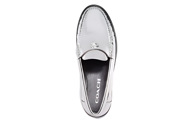 Coach Leather Slip-On Loafers 'Silver' 圖 4