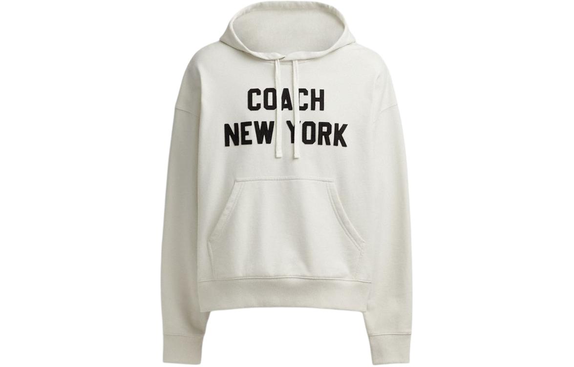 Coach Letter Print Hoodie Unisex Casual Fit Cream Color CQ226-CRM