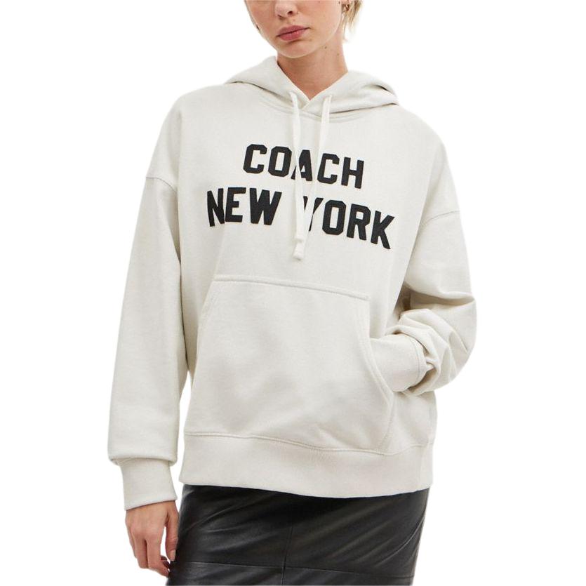 Lookbook コーチ レタープリント フーディー ユニセックス カジュアルフィット クリーム CQ226-CRM