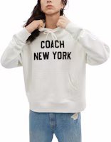 Shop Coach Letter Print Hoodie Unisex Casual Fit Cream Color CQ226-CRM