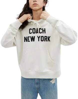 コーチ レタープリント フーディー ユニセックス カジュアルフィット クリーム CQ226-CRM Shop コーチ レタープリント フーディー ユニセックス カジュアルフィット クリーム CQ226-CRM