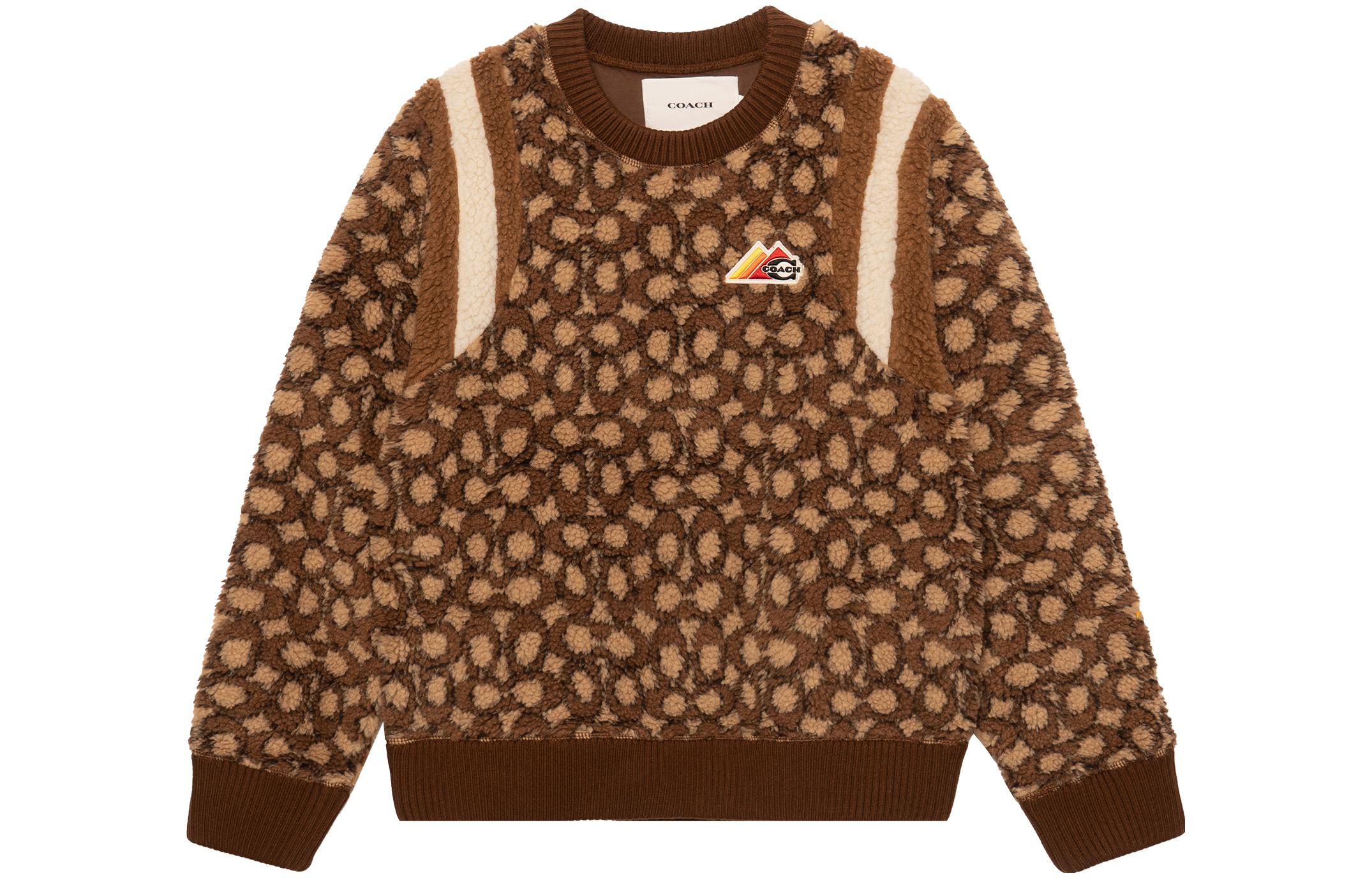COACH Logo Jacquard Crewneck Sweatshirt Brown C7646-TT7