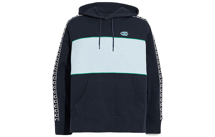 COACH Logo Patchwork Hoodie Blue - Casual Athletic Style C4615-O95