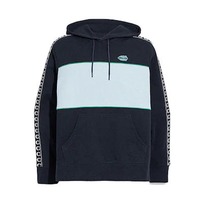 COACH Logo Patchwork Hoodie Blue - Casual Athletic Style C4615-O95