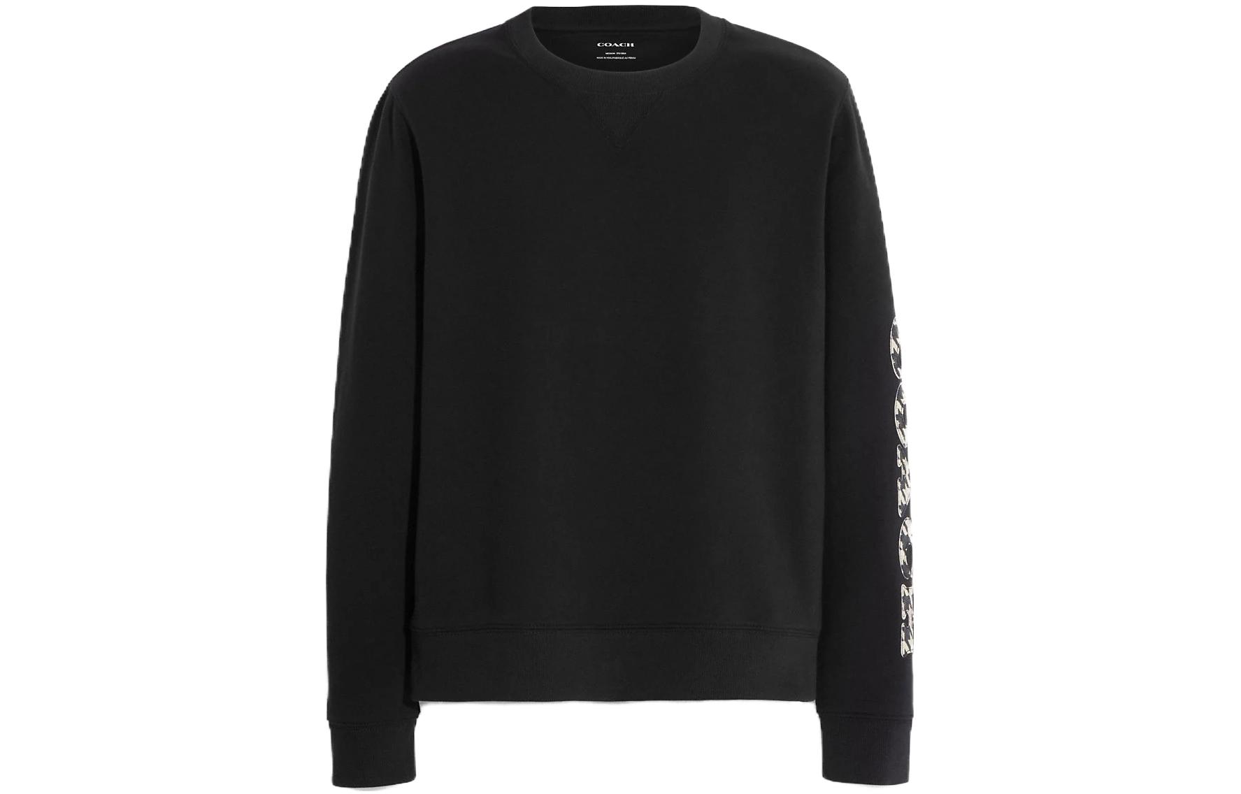 COACH Logo Print Casual Crewneck Sweatshirt - Black CI677-BLK