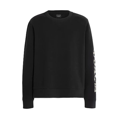 COACH Logo Print Casual Crewneck Sweatshirt - Black CI677-BLK