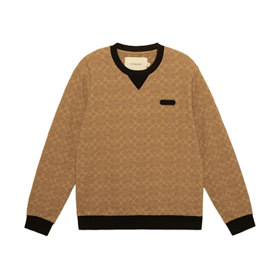 COACH Logo Print Crewneck Pullover Sweatshirt Brown. C5760-RYU