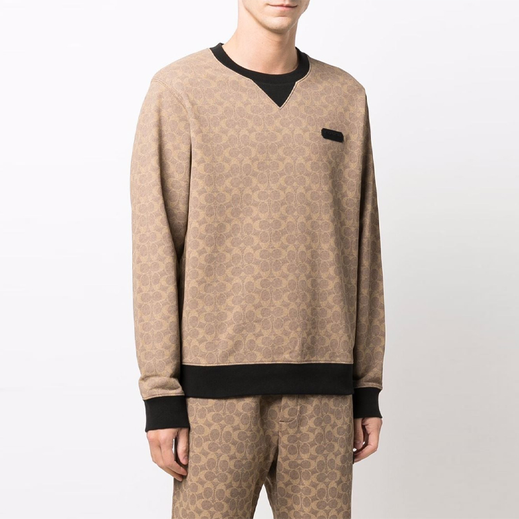 Details for COACH Logo Print Crewneck Pullover Sweatshirt Brown. C5760-RYU
