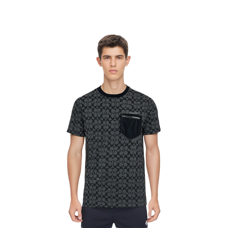 Shop コーチ ロゴプリント クルーネックTシャツ ブラック 89749-OY2